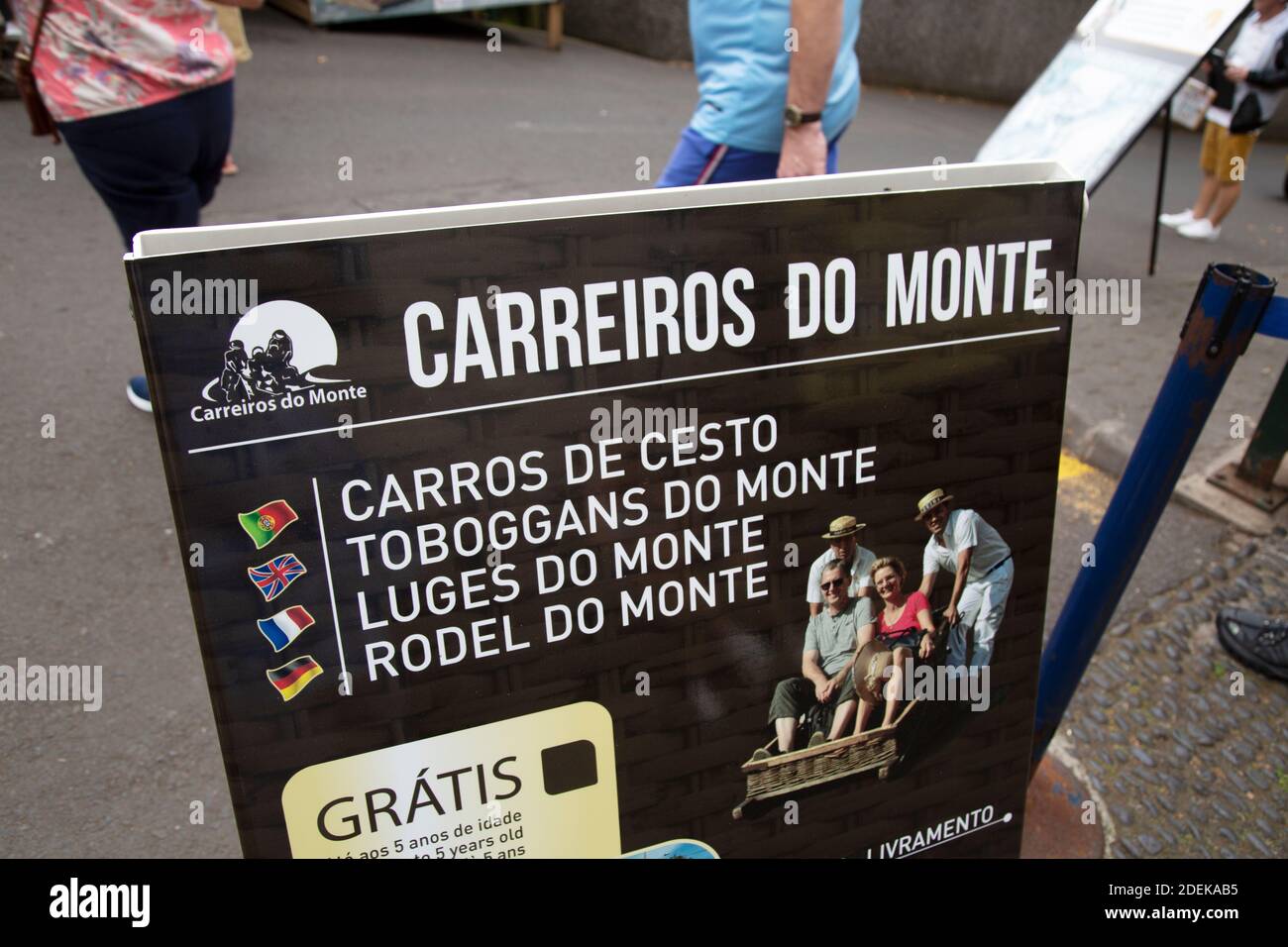 Un panneau pour le Carreiros do Monte Ride à Funchal, Madère Banque D'Images