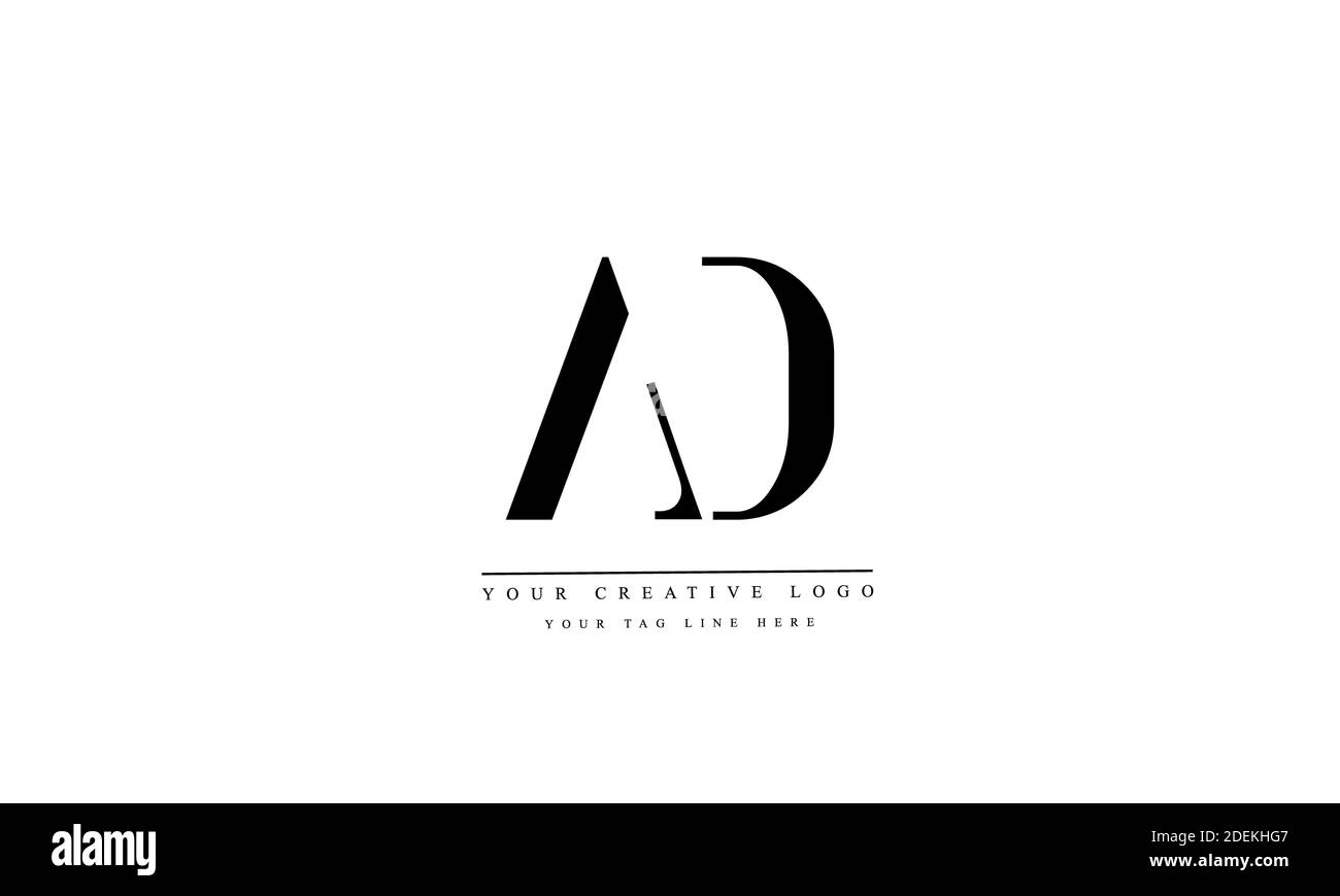MODÈLE de monogramme AD ou DA, A et D pour logo vectoriel abstrait Banque D'Images