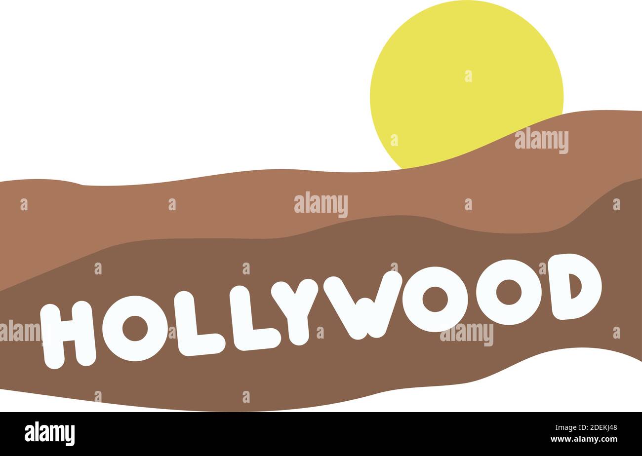 Hollywood Sign, Los Angeles, californie, Mount Lee icônes vectorielles entièrement modifiables Illustration de Vecteur