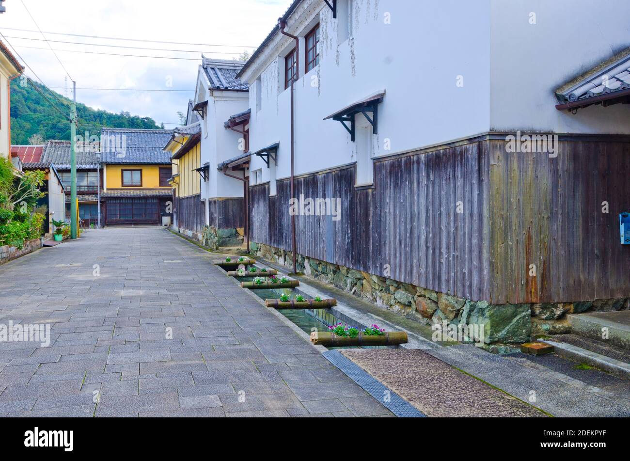 Rue Ozu Ohanahan, la vieille ville d'Ozu, Shikoku, Japon. Banque D'Images