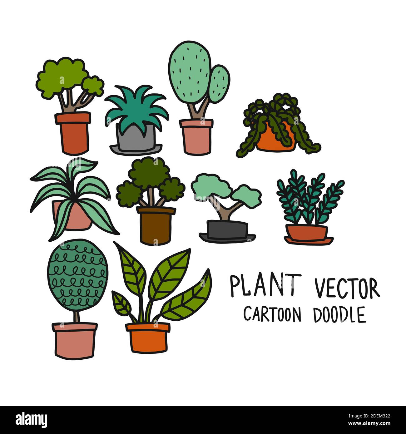 illustration vectorielle de l'ensemble de plantes style doodle Illustration de Vecteur