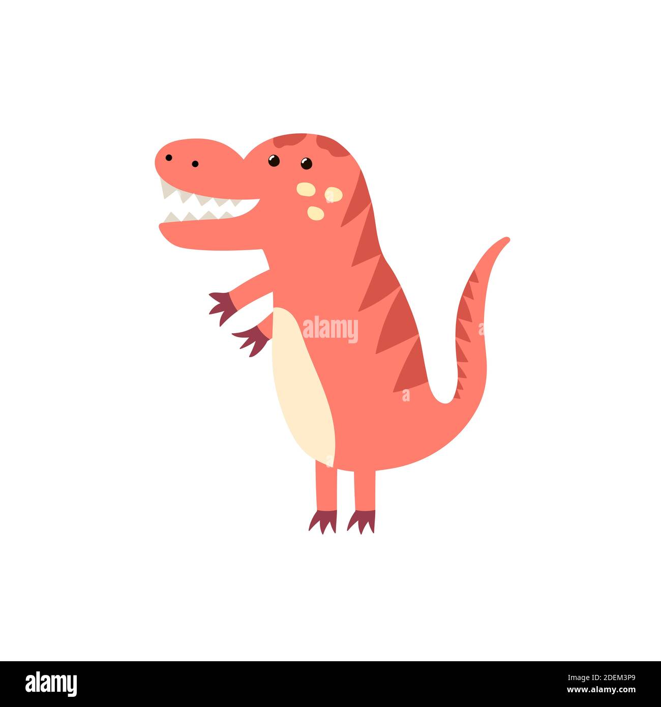 Drôle tyrannosaurus rex dans le style puéril élément isolé. Joli dinosaure t rex Illustration de Vecteur