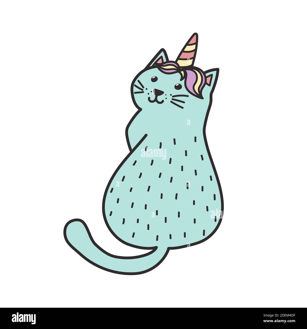 Caticorne mignon avec corne. licorne à motif chat amusant pour enfant Illustration de Vecteur