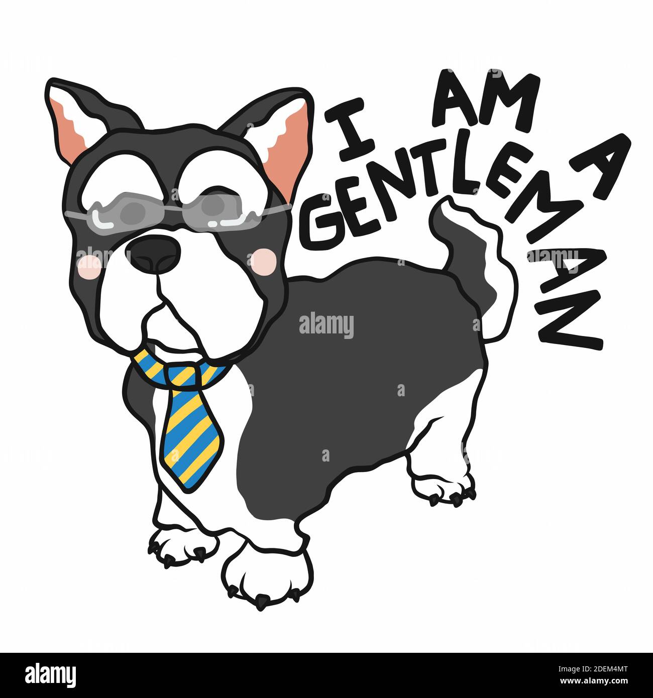 Gentleman Terrier porte-chien cravate et lunettes dessin animé vectoriel Illustration de Vecteur