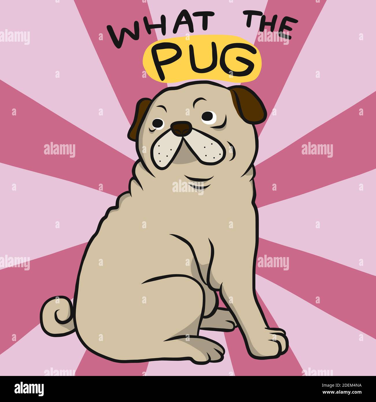 Qu'est-ce que le pug , mignon gros pug dessin animé illustration vecteur Illustration de Vecteur