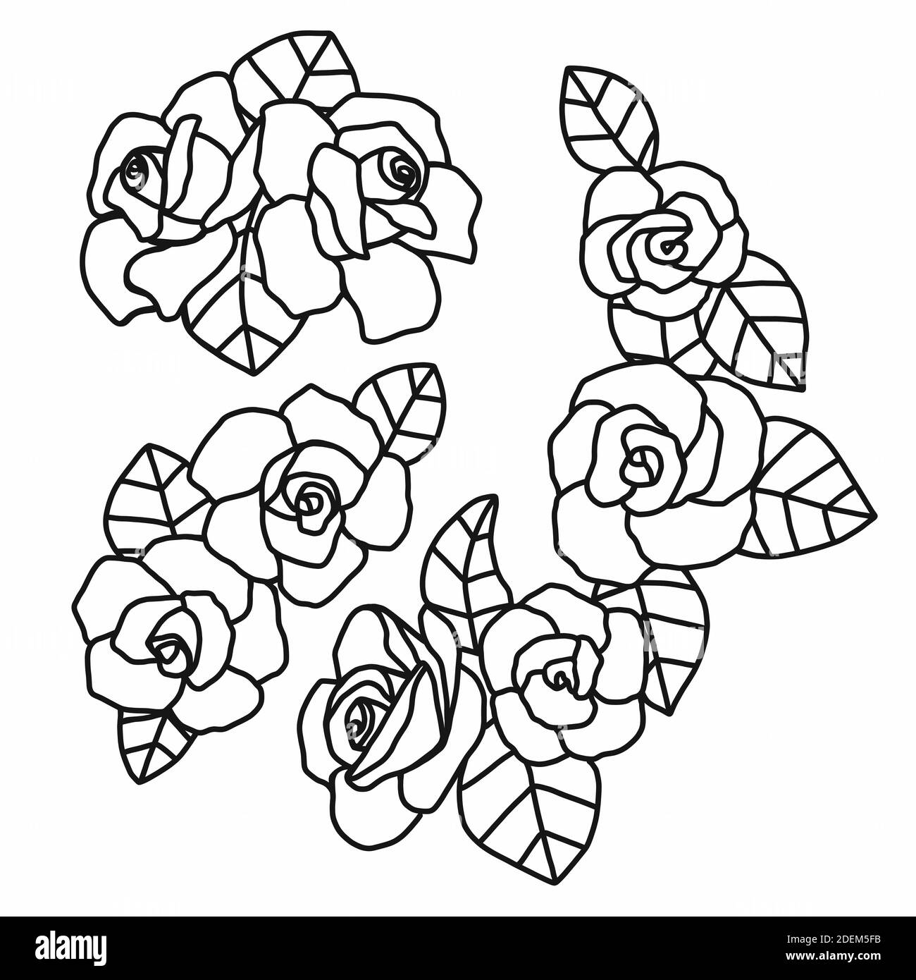 Ensemble de dessin animé de fleurs roses à motif vectoriel Illustration de Vecteur