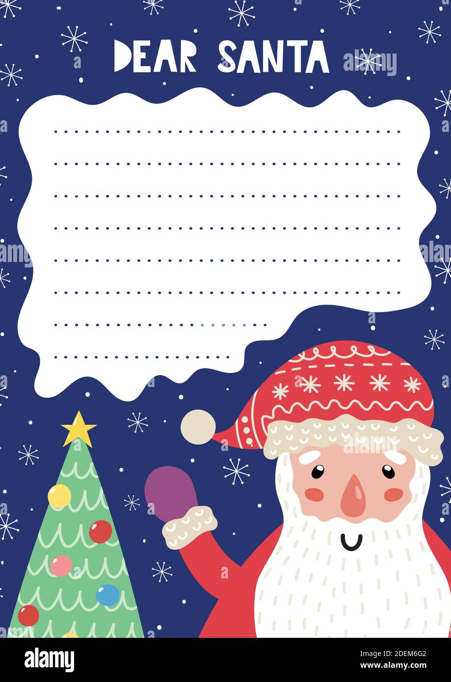Modèle de lettre au Père Noël avec un drôle de personnage d