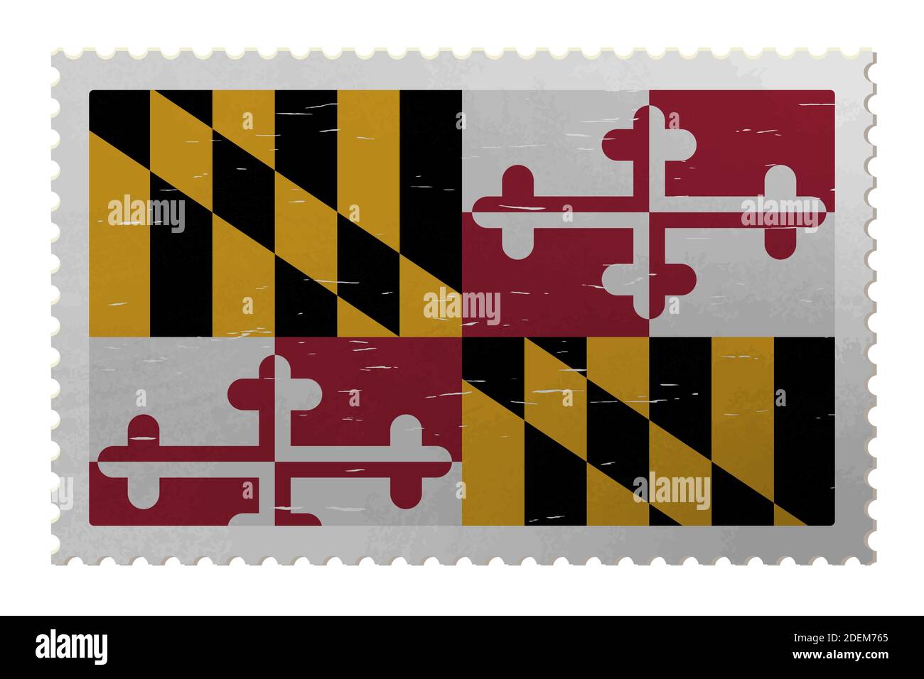 Drapeau des États-Unis du Maryland sur l'ancien timbre-poste, vecteur Illustration de Vecteur