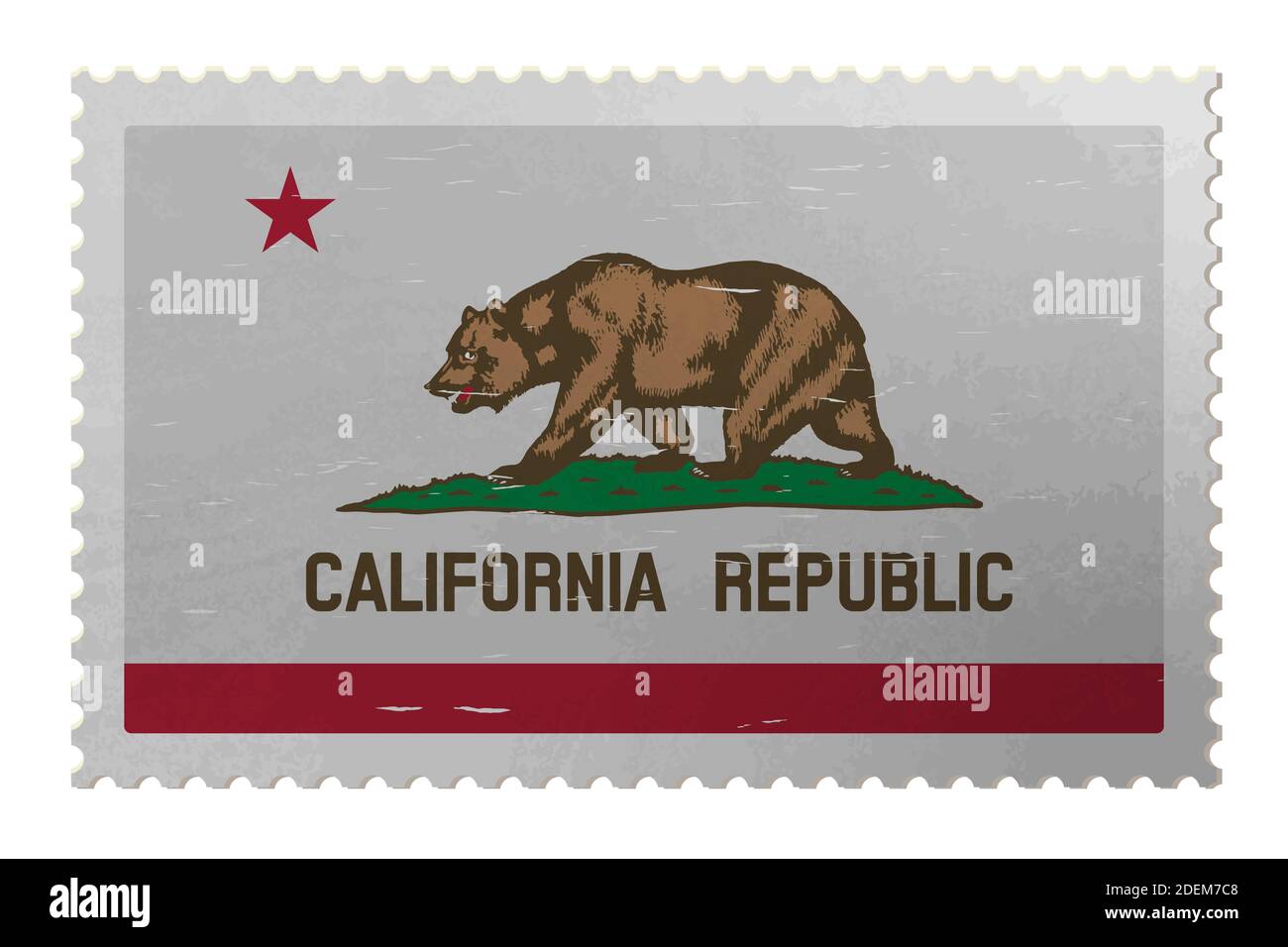 Drapeau de la Californie des États-Unis sur l'ancien timbre-poste, vecteur Illustration de Vecteur