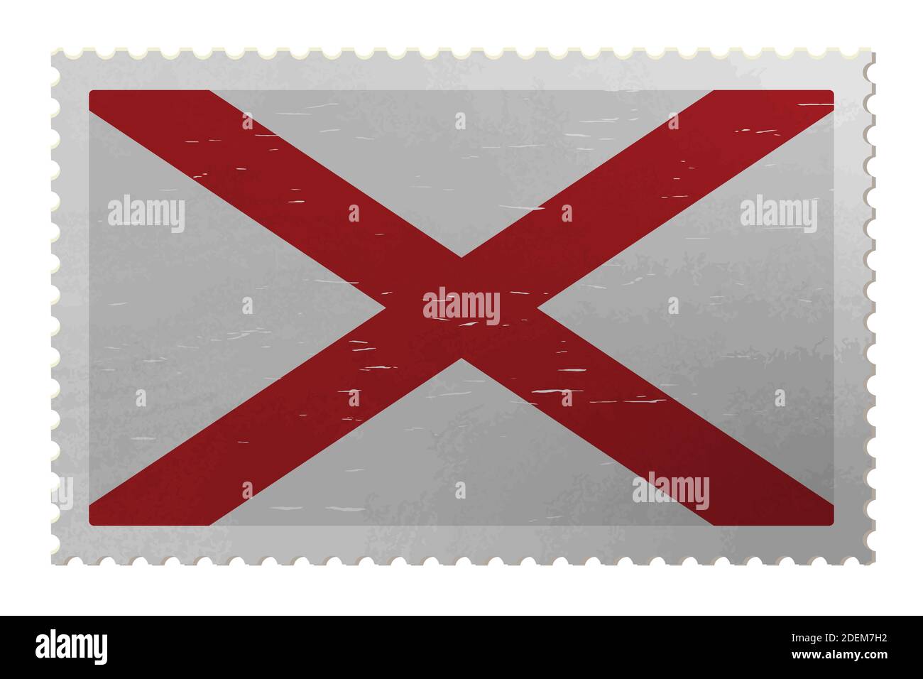Drapeau des États-Unis d'Alabama sur l'ancien timbre-poste, vecteur Illustration de Vecteur