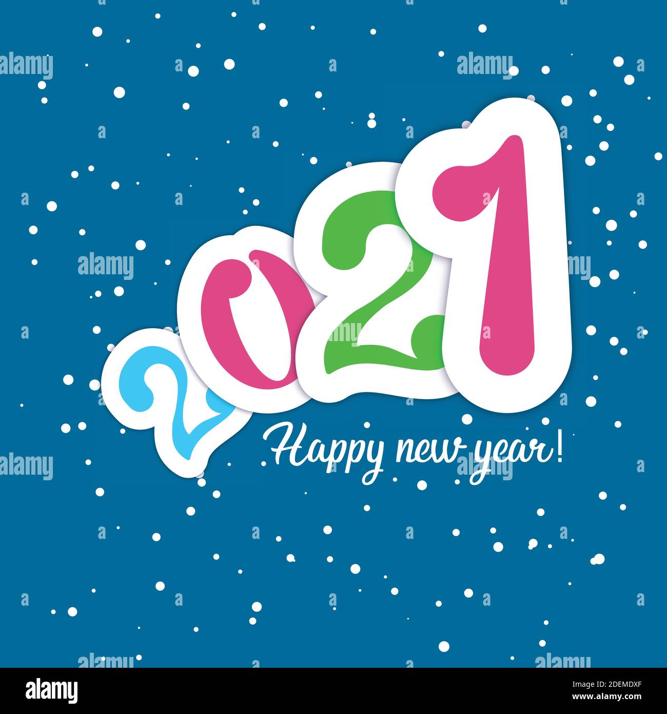 2021 nouvelle année neige bleu heureux police Illustration de Vecteur