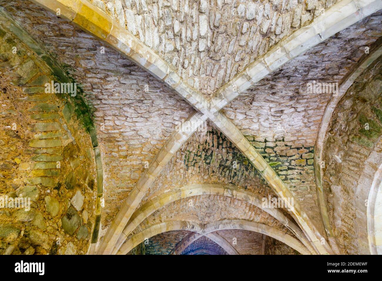 Toit de la Sacristie et de la librairie à l'abbaye de Netley, les ruines d'un monastère cistercien médiéval sur la côte sud du Hampshire, dans le sud de l'Angleterre Banque D'Images