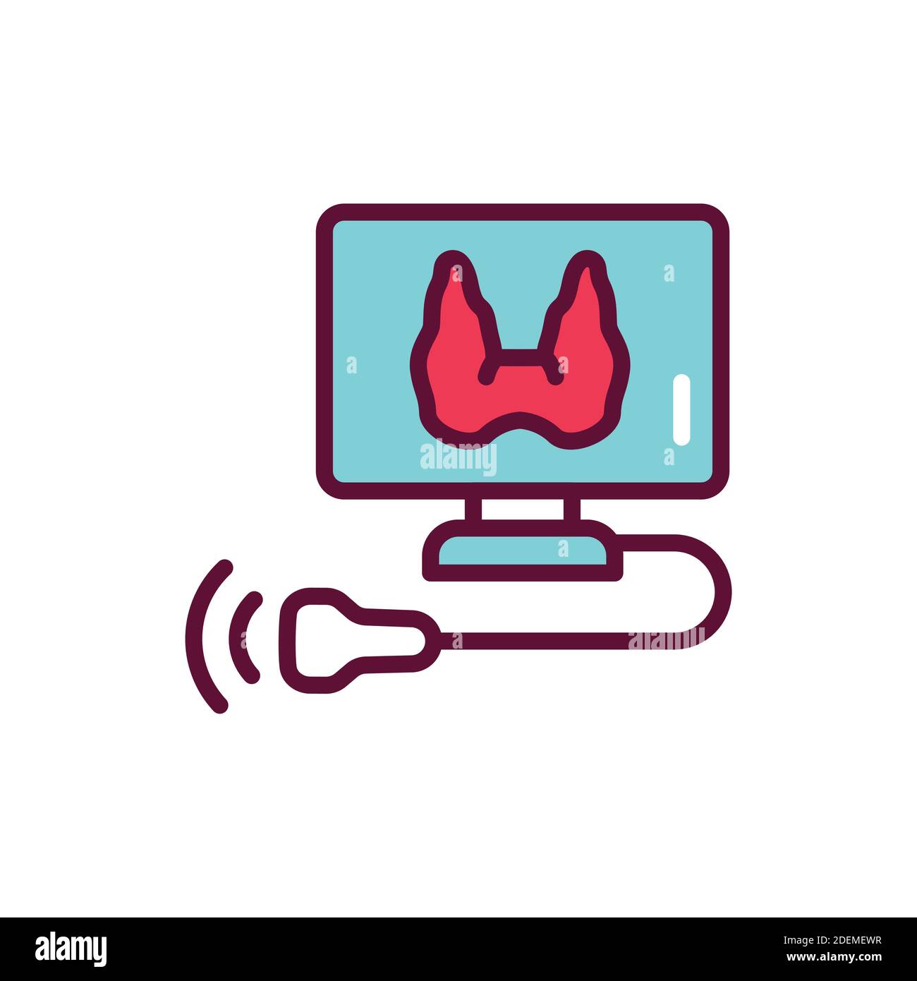Icône de ligne de la glande thyroïde de diagnostic par ultrasons. Elément vectoriel isolé. Illustration de Vecteur