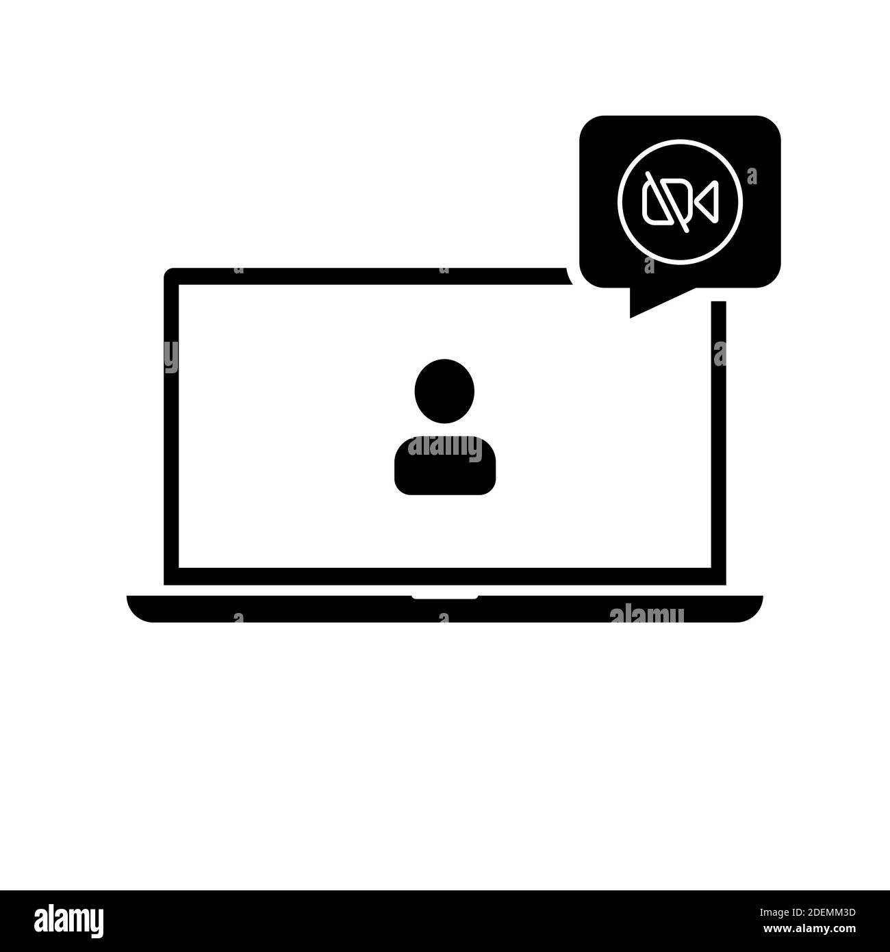 Icône personnalisable de la ligne réelle de l'ordinateur de bureau avec la vidéo sur un canal de streaming social avec la personne. Illustration de Vecteur