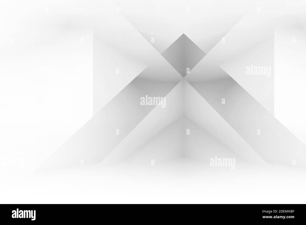 Arrière-plan graphique numérique blanc abstrait avec structures minimales triangulaires à faible teneur en poly entrecroisé, illustration du rendu 3d Banque D'Images