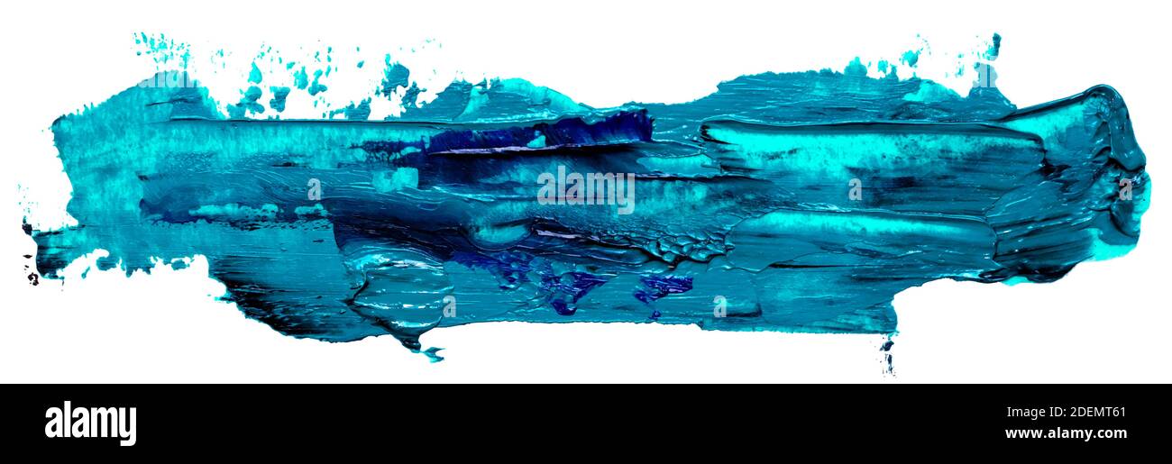 Pinceau à huile isolé dessiné à la main, long modèle à rayures rectangulaires avec une illustration vectorielle esp 10 couleur turquoise profond sale pour votre texte au sommet. Illustration de Vecteur