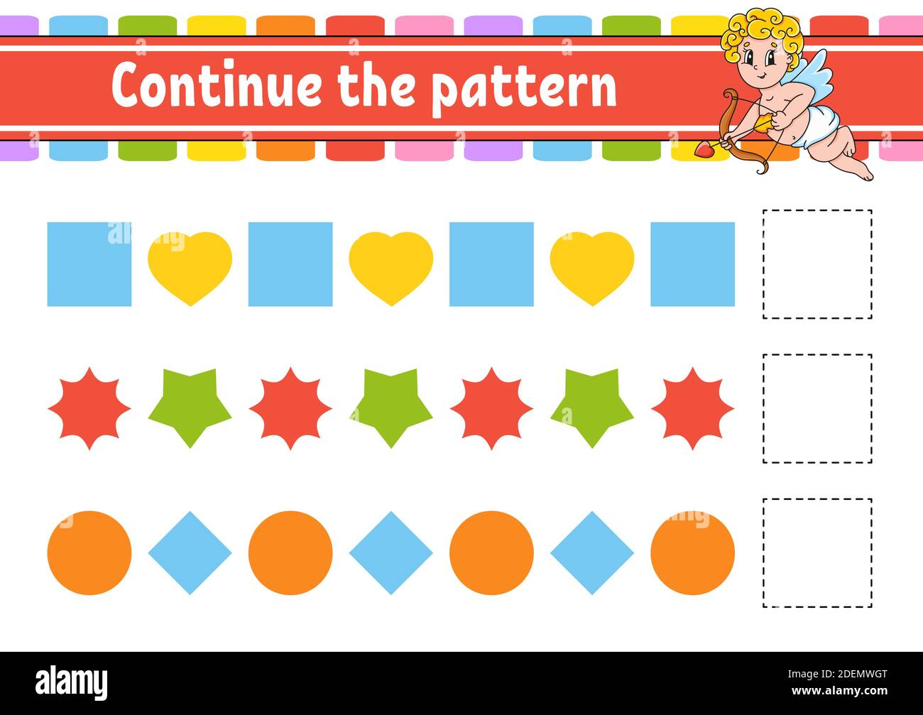 Continuez la répétition. Feuille de travail de développement de l'éducation. Jeu pour enfants. Page activité. Puzzle pour les enfants. Riddle pour l'école maternelle. Vecteur isolé plat il Illustration de Vecteur