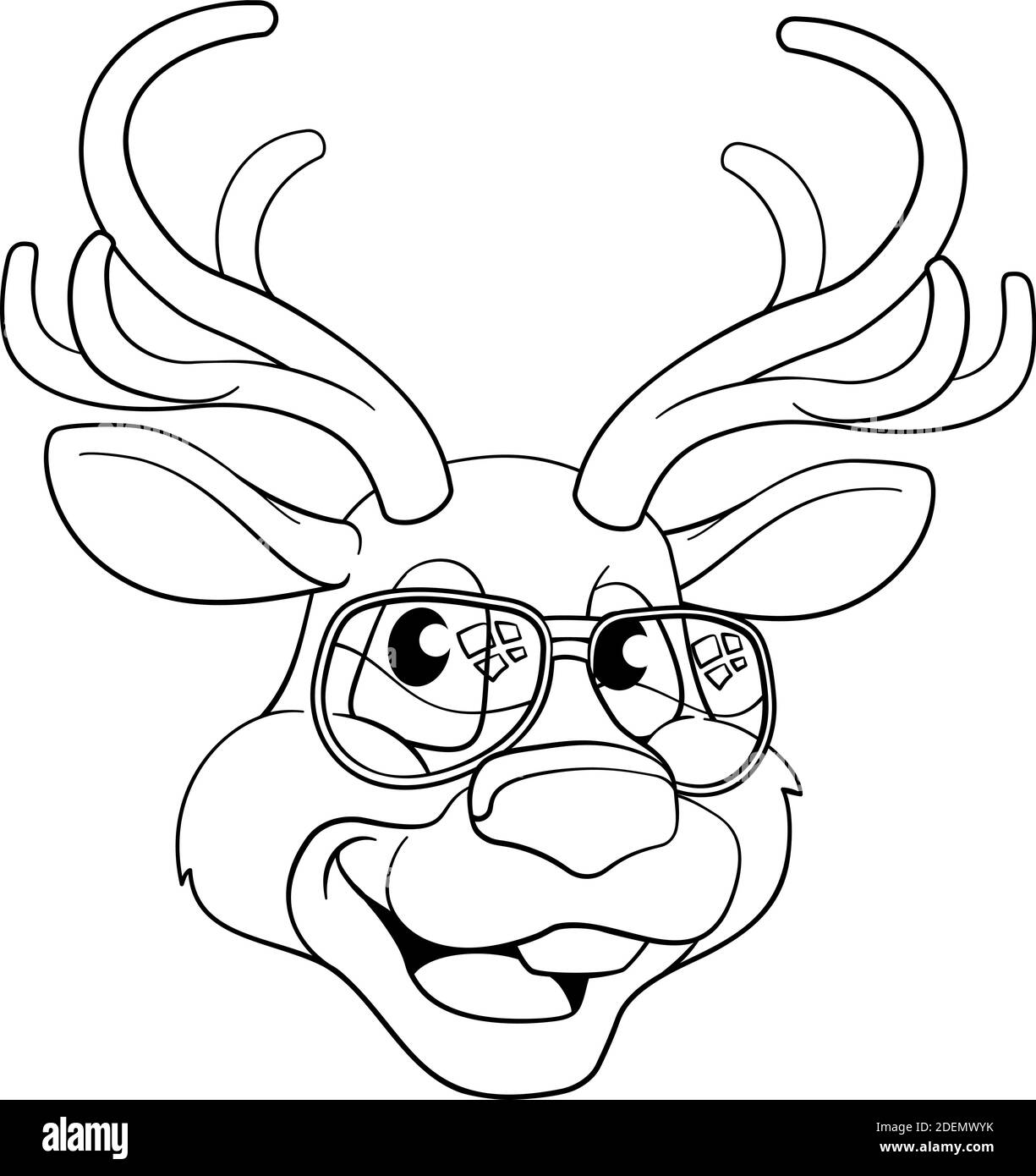 Personnage de renne de Noël en forme de dessin animé Illustration de Vecteur