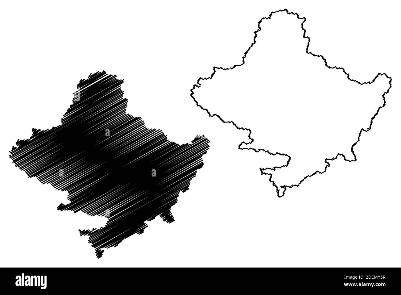 Province de Gandaki (République fédérale démocratique du Népal, divisions administratives) carte illustration vectorielle, schéma de scribble carte de la province no 4 Illustration de Vecteur