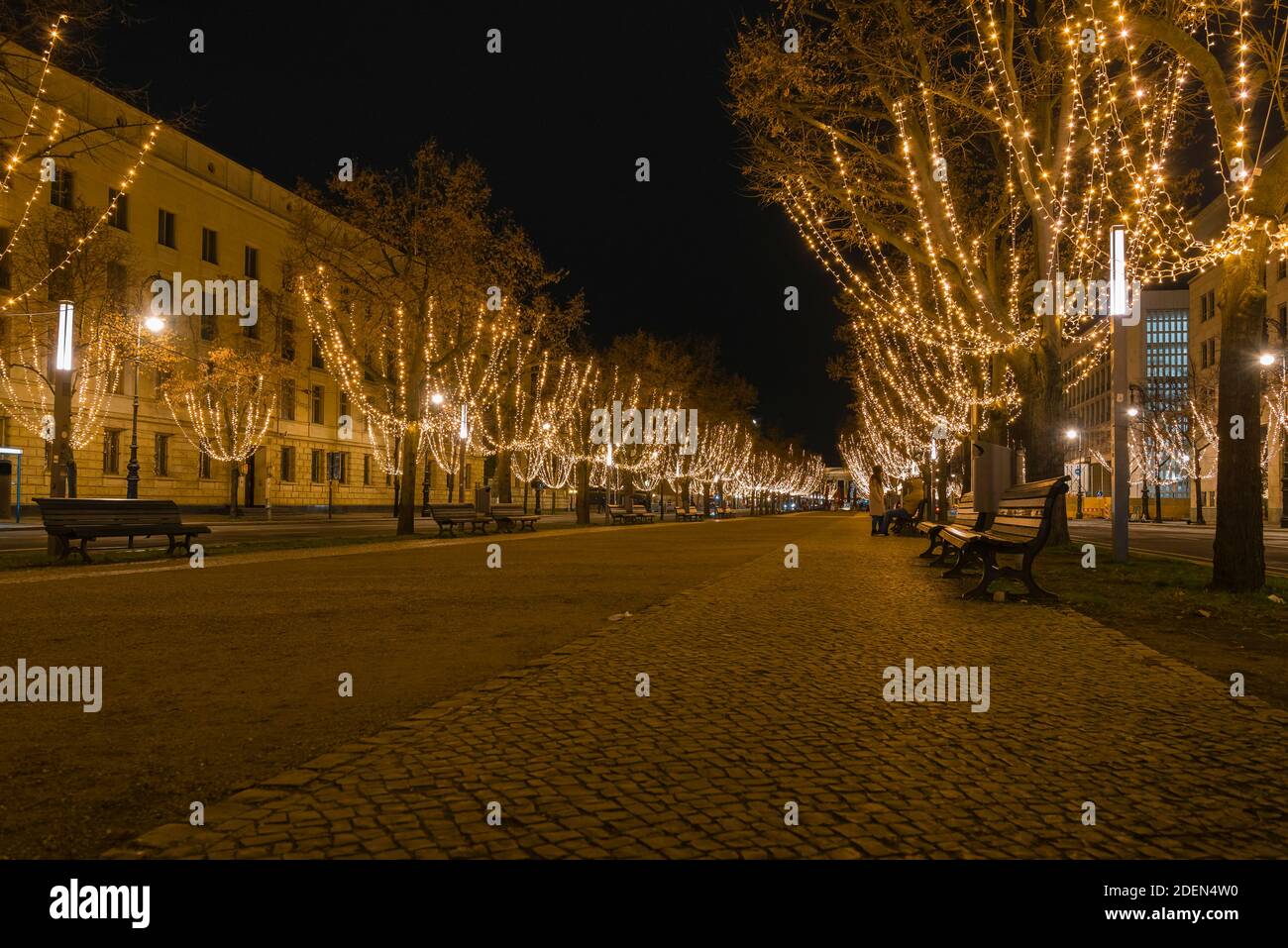 Unter den Linden, les lumières de Noël, rue unter den linden à berlin à l'heure de noël, période de noël à berlin, boulevard unter den linden Banque D'Images