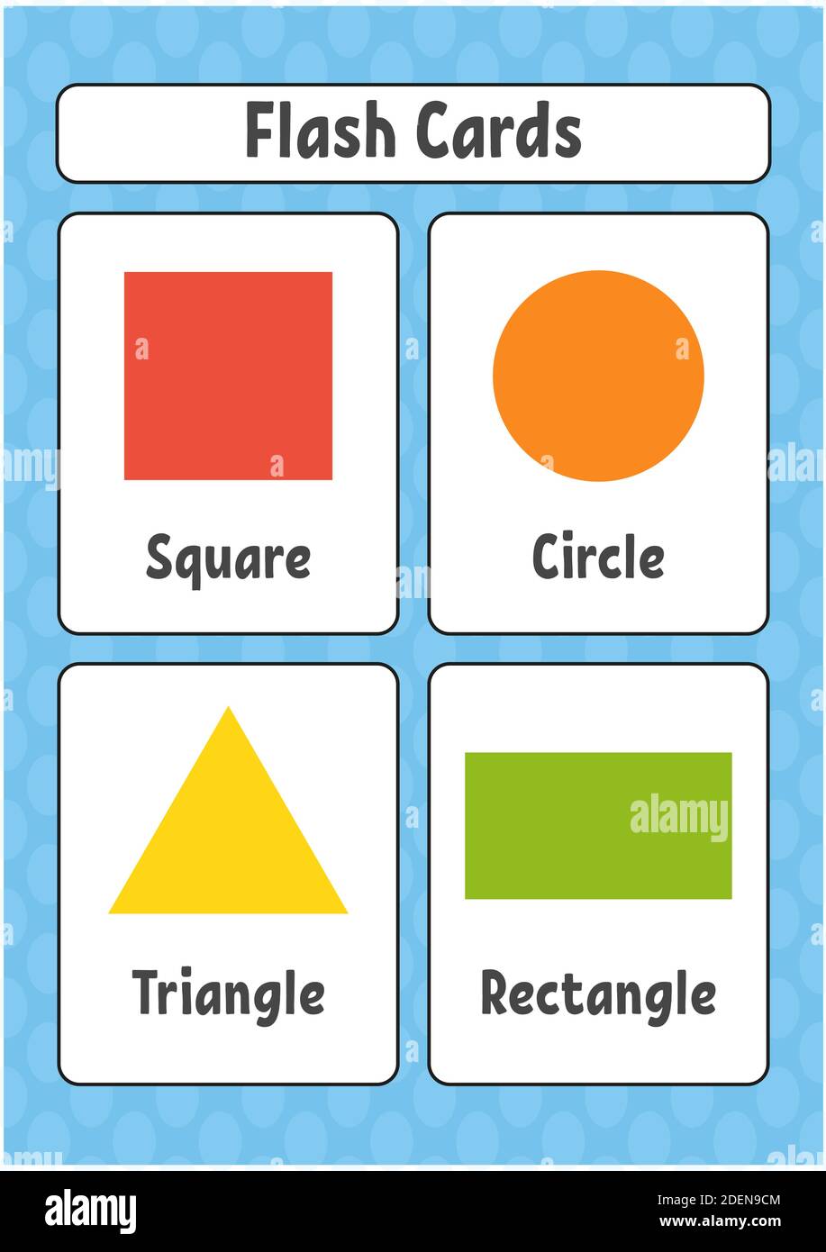 Cartes Flash. Formes d'apprentissage. Feuille de travail de développement de l'éducation. Page d'activités pour enfants. Jeu de couleurs pour les enfants. Illustration vectorielle. Style de dessin animé. Illustration de Vecteur