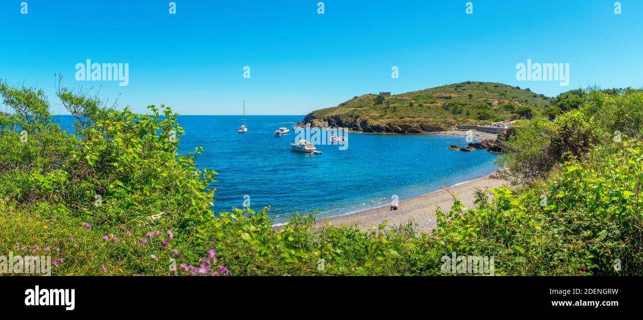 Le site classé de l'Anse de Paulilles,Occitanie,France. Banque D'Images