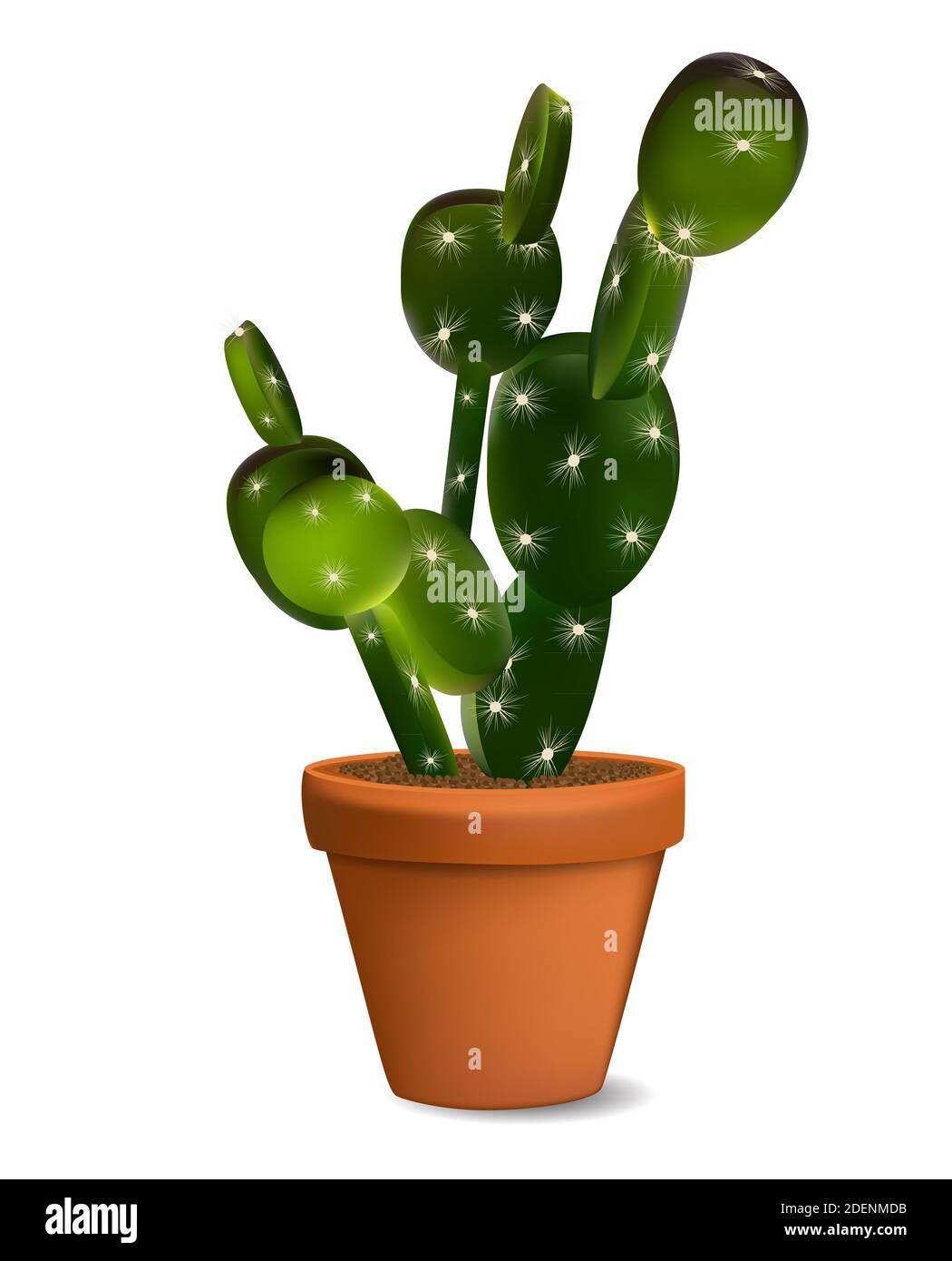 Cactus dans Flowerpot. Illustration isolée Banque D'Images
