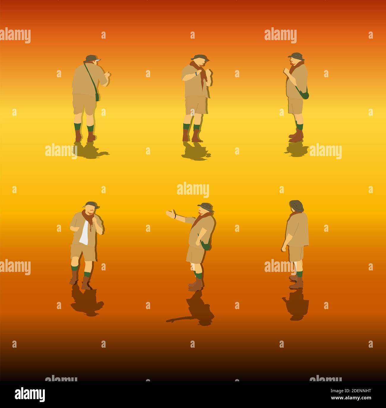 Ensemble de touristes dans un Safari. Illustration. Banque D'Images