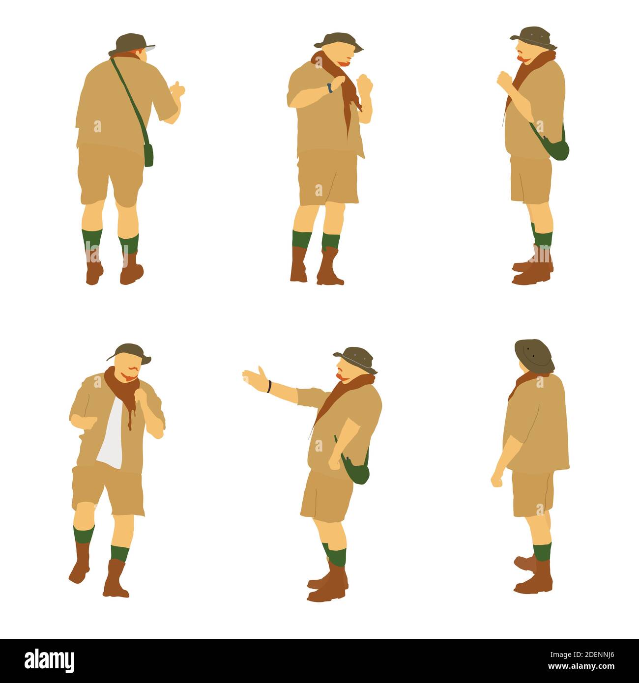 Ensemble de touristes dans un Safari. Illustration. Banque D'Images