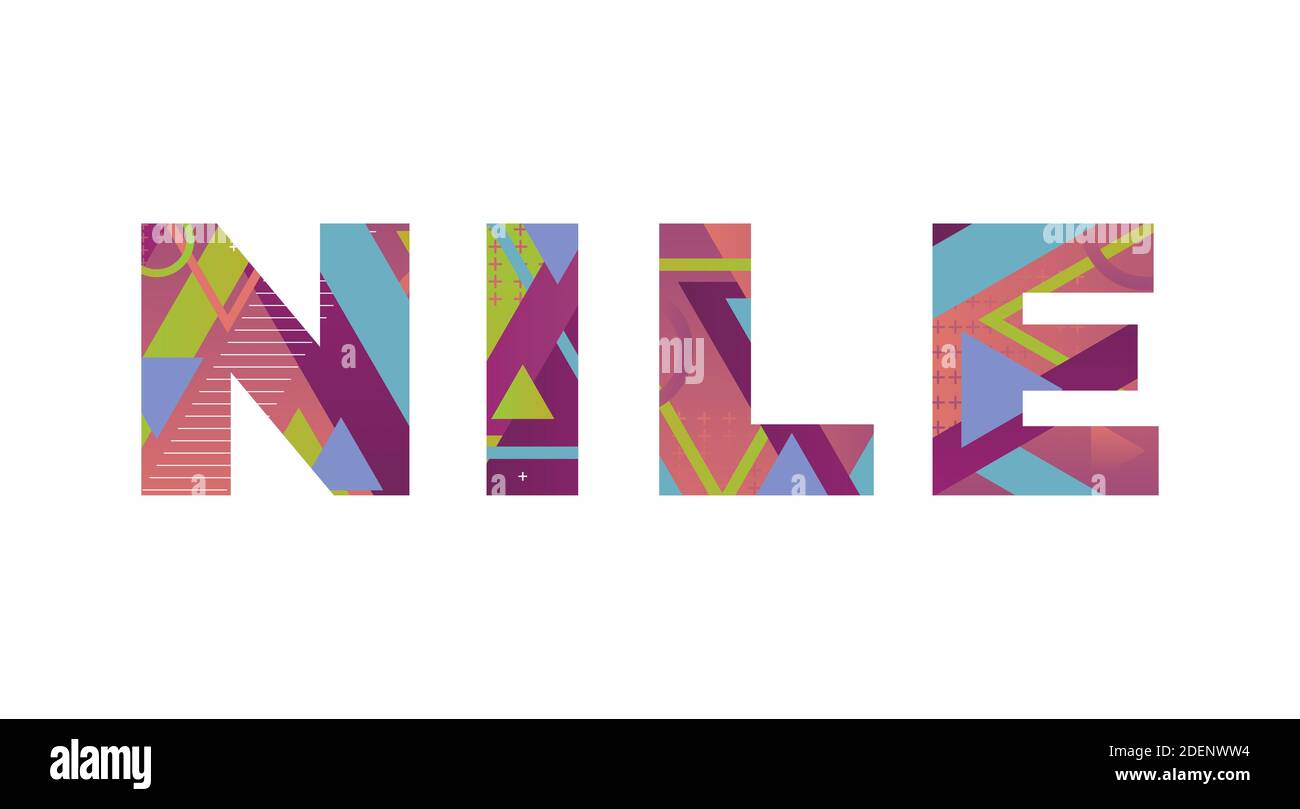 Le mot NILE concept écrit dans des formes rétro colorées et l'illustration de couleurs. Banque D'Images