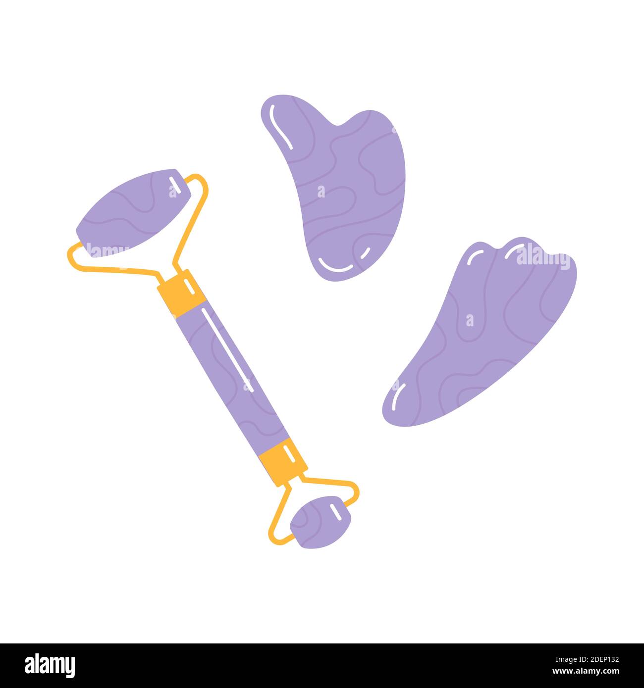 Produits de soin de la peau pour SPA.ensemble de massage gua sha Illustration de Vecteur