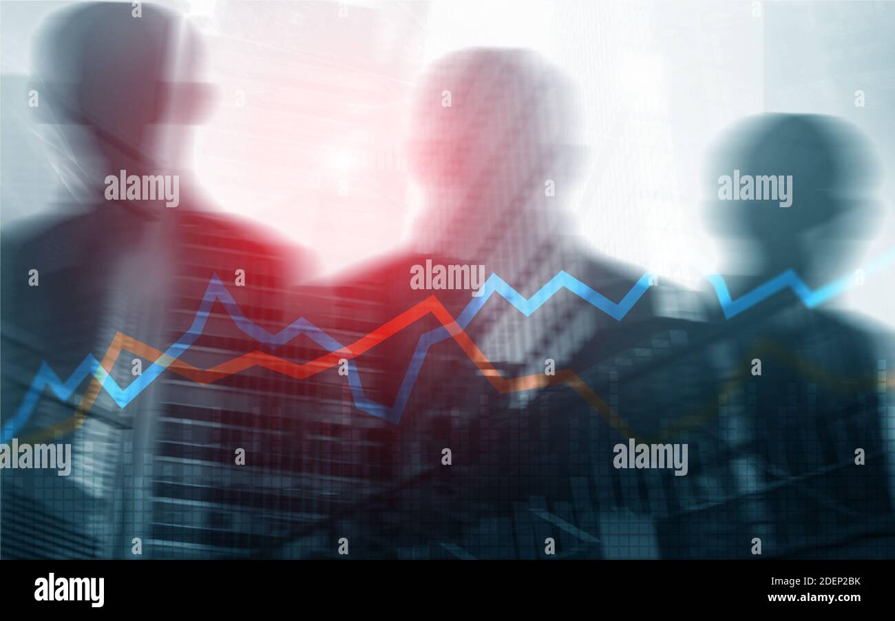 Lignes rouges et bleues. Diagramme de diagramme de bougies graphique de négociation de stock investissement business concept de financement Banque D'Images