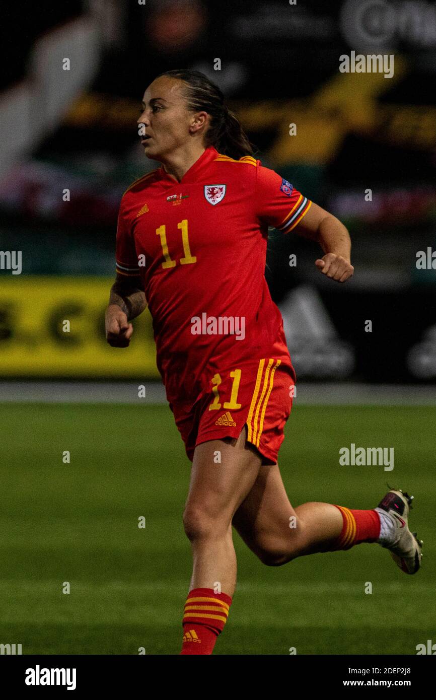 Newport, Royaume-Uni. 1er décembre 2020. Natasha Harding, du pays de Galles, en action contre le match de qualification des femmes de l'UEFA à l'Euro 2022, groupe c, femmes du pays de Galles contre la Biélorussie à Rodney Parade Newport, au sud du pays de Galles, le mardi 1er décembre 2020. Photo par Lewis Mitchell/Andrew Orchard sports photographie/Alamy Live News crédit: Andrew Orchard sports photographie/Alamy Live News Banque D'Images