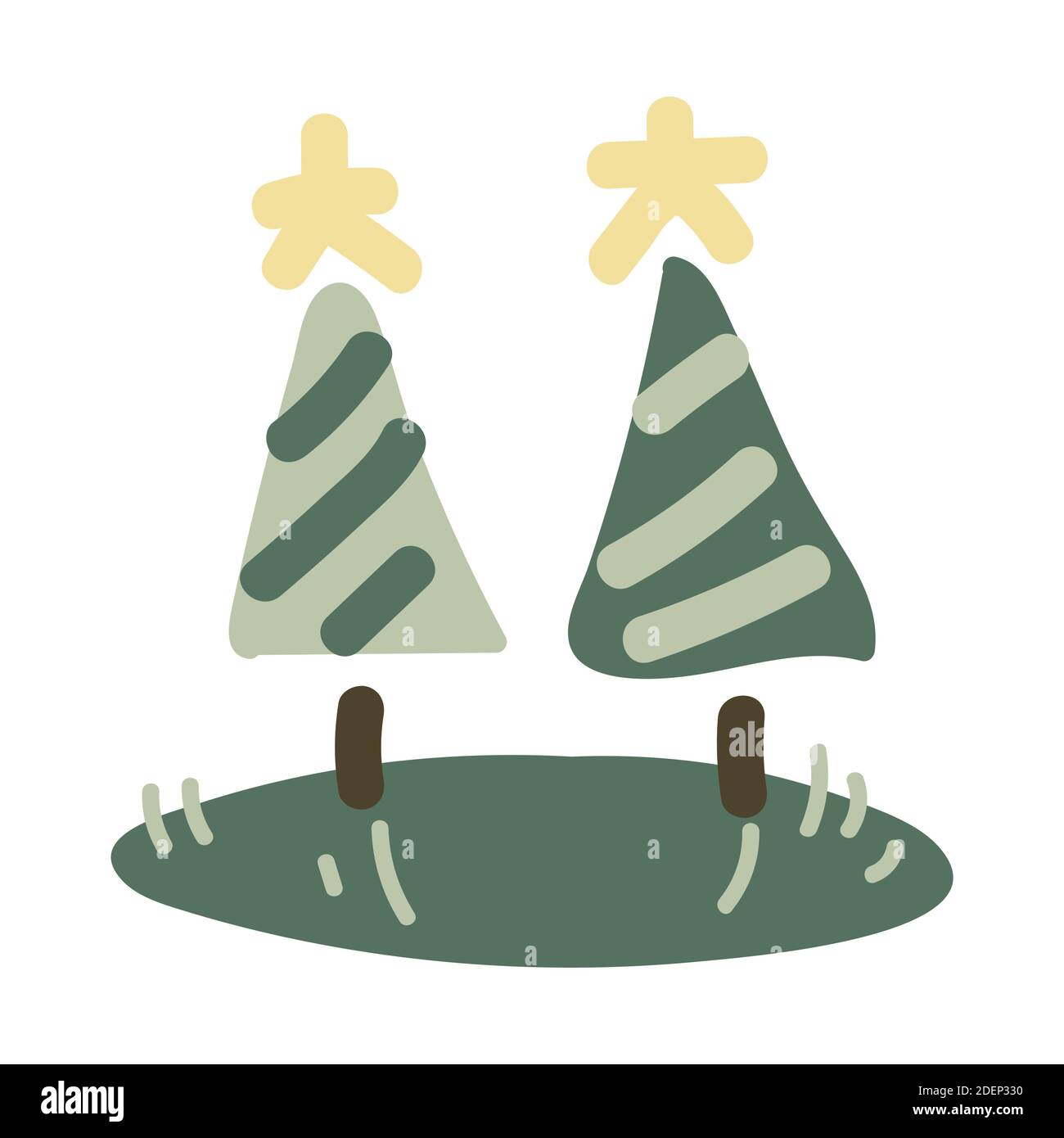 Mignon Dessin Animé Arbre De Noël Sexe Neutre Linéart Illustration Vectorielle Simple Sapin