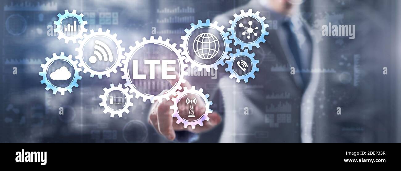 LTE Mobile et concept de technologie de télécommunication sur écran virtuel Banque D'Images