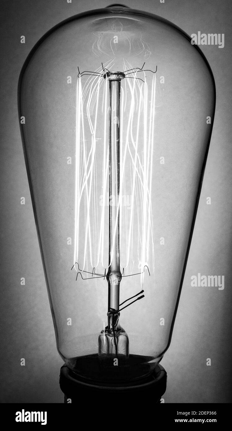 Ampoule noire et blanche décorative style Edison antique Banque D'Images