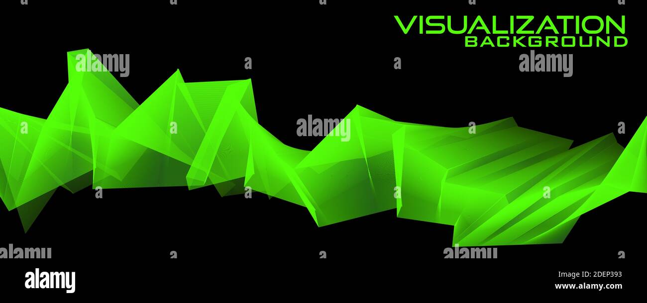 Abstraction technique de visualisation avec de fines lignes vertes sur fond noir. Graphiques vectoriels complexes Illustration de Vecteur