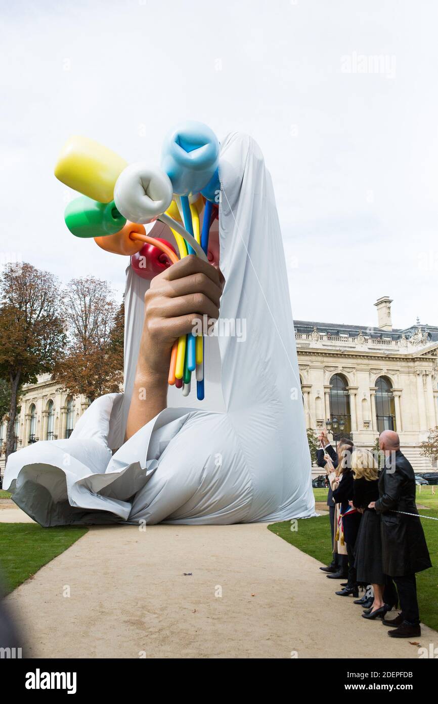 Anne Hidalgo, mairesse de Paris, l'artiste américain Jeff Koons, l'ex