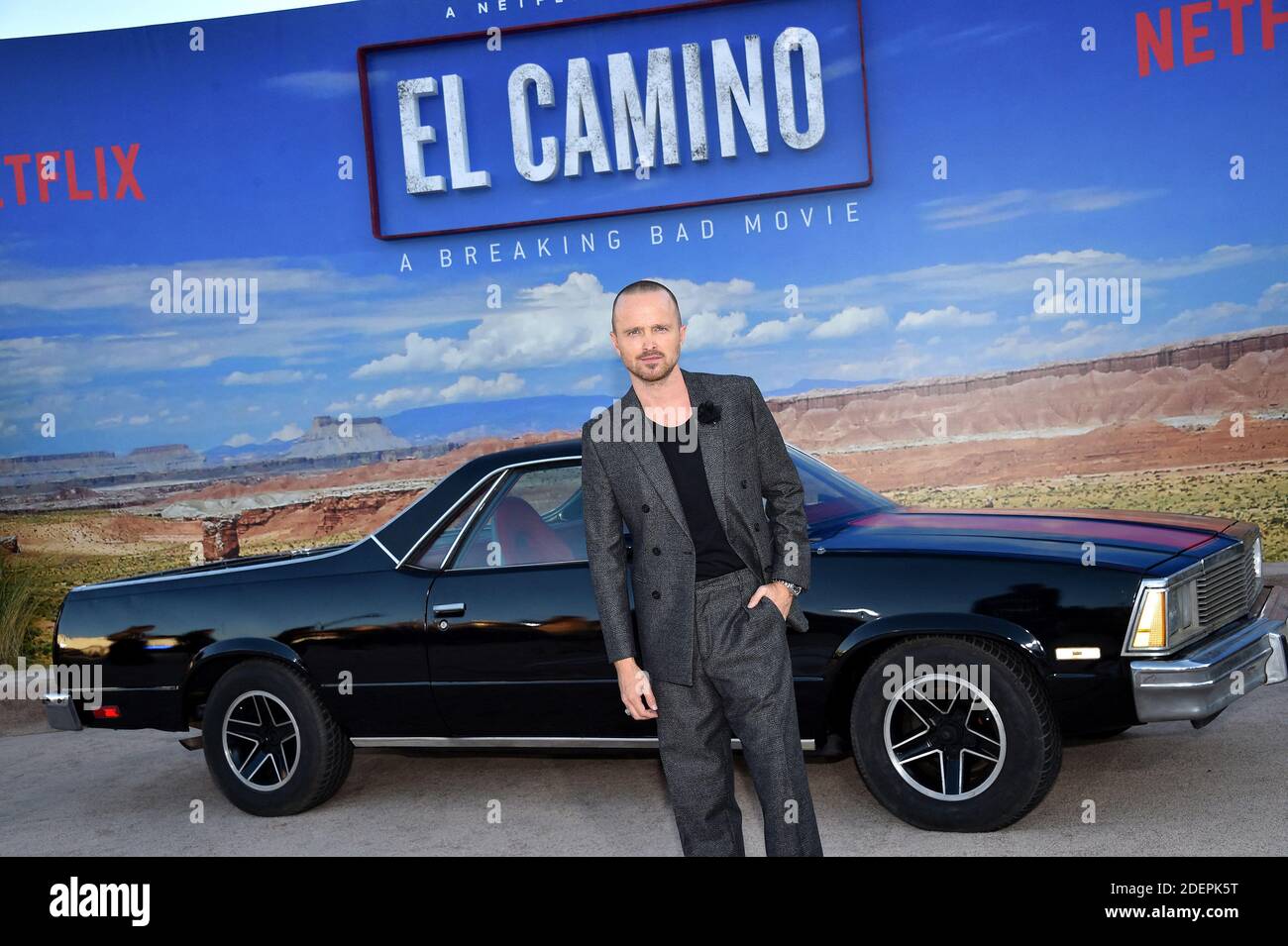 Aaron Paul assiste à la première de Netflix 'El Camino: A Breaking Bad Movie' au Regency Village Theatre le 07 octobre 2019 à Los Angeles, CA, Etats-Unis. Photo de Lionel Hahn/ABACAPRESS.COM Banque D'Images