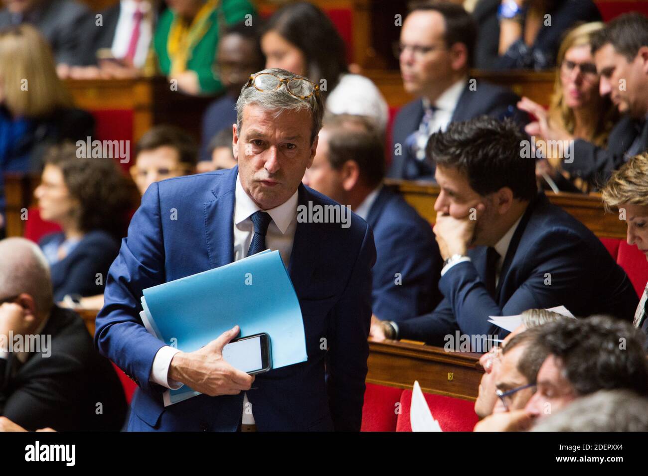 Le député français Philippe Vigier lors d'une session de questions au gouvernement à l'Assemblée nationale à Paris le 15 octobre 2019. Photo de Raphael Lafargue/ABACAPRESS.COM Banque D'Images