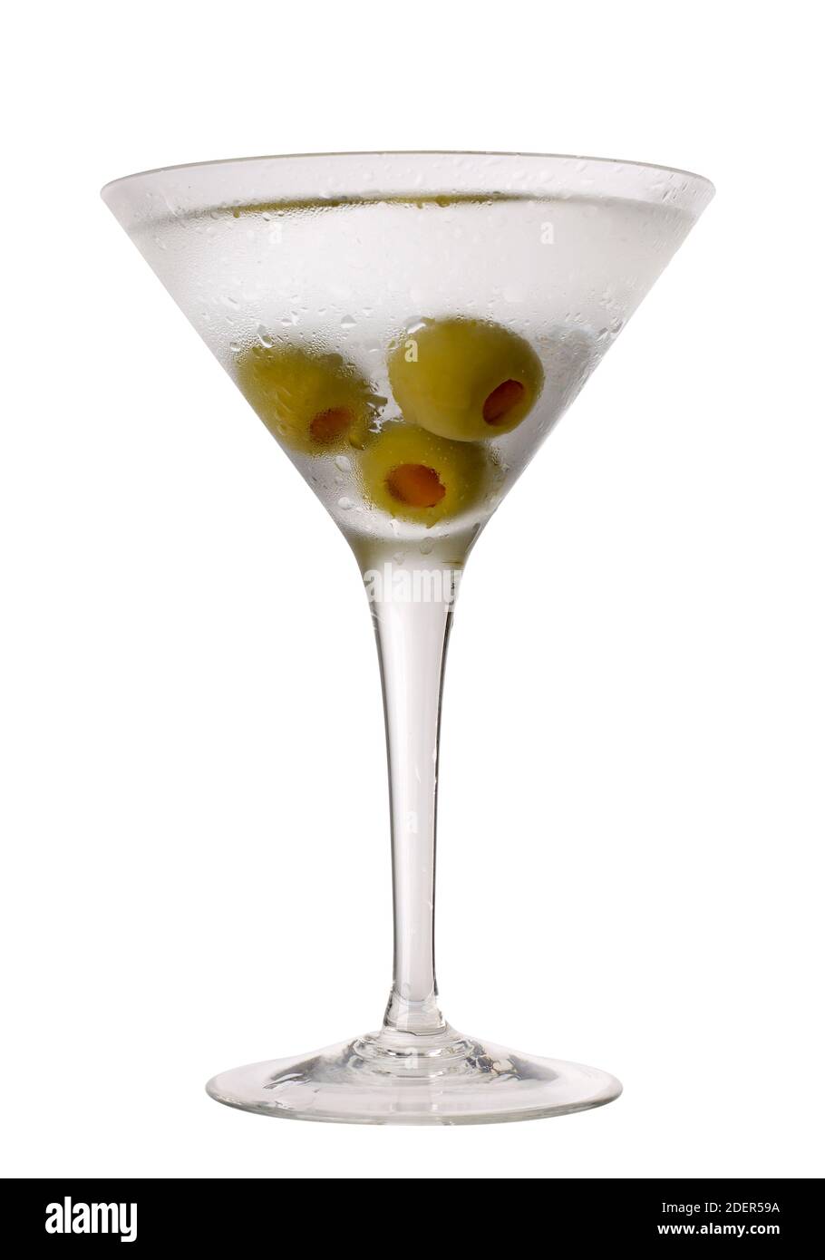 Verre à Martini avec 3 olives Banque D'Images