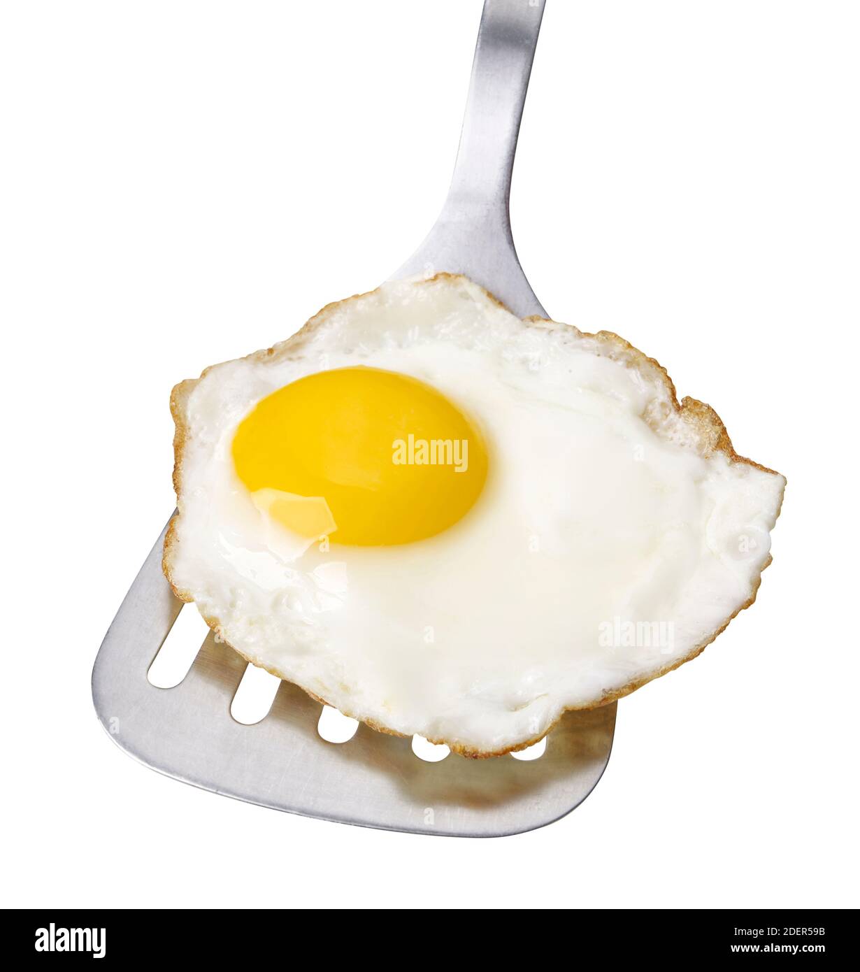 Côté ensoleillé vers le haut de l'œuf frit sur une spatule Banque D'Images