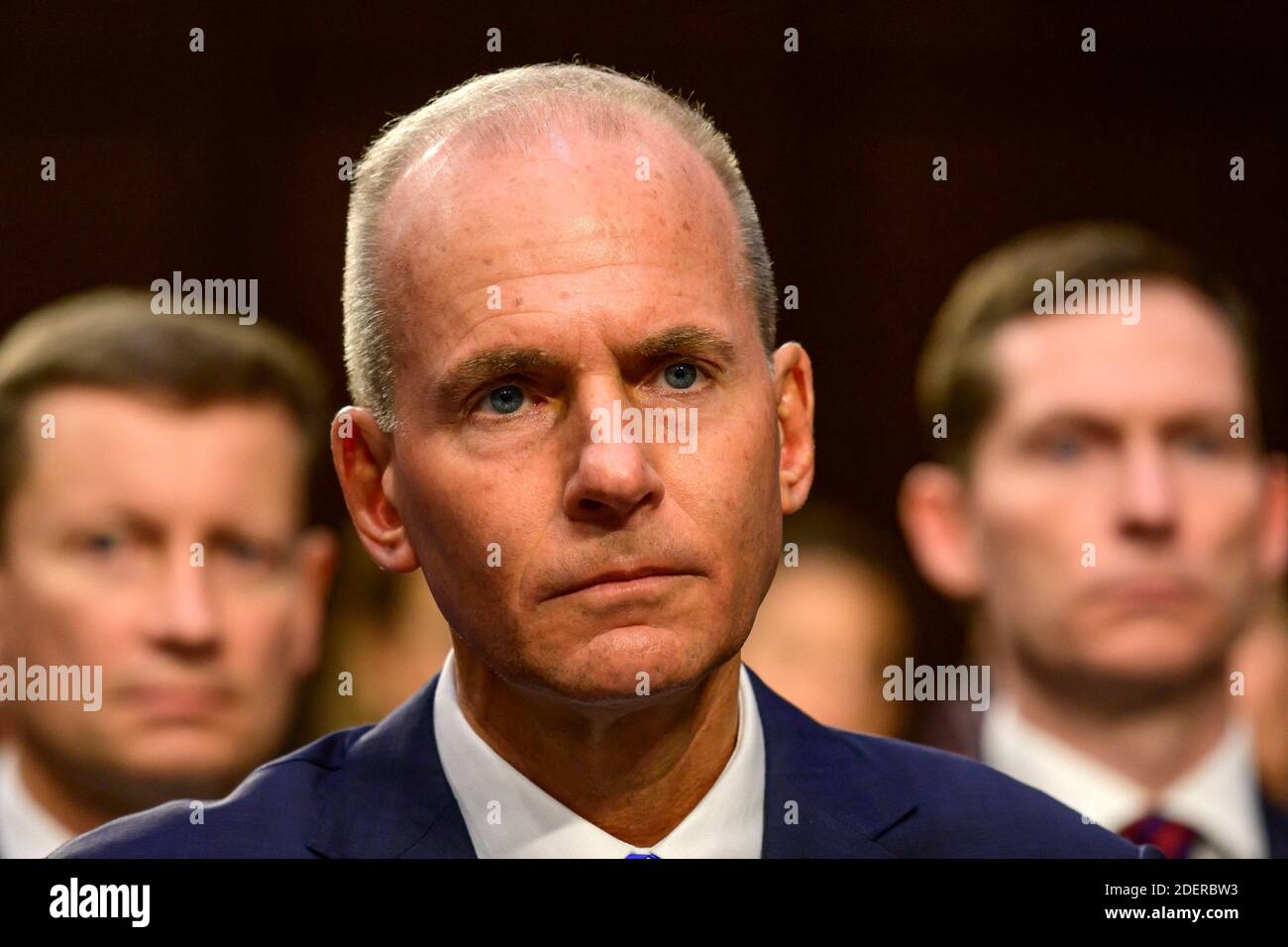 Dennis Muilenburg, président et chef de la direction, la compagnie Boeing témoigne devant le Sénat américain Commerce, Science, and Transportation sur 'la sécurité aérienne et l'avenir du 737 MAX de Boeing sur Capitol Hill à Washington, DC, le mardi 29 octobre 2019. Photo de Ron Sachs/CNP/ABACAPRESS.COM Banque D'Images