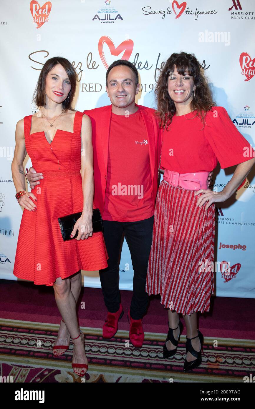 Laetitia Fourcade, Laurent Amar et Magali Ripoll assistent à la défile rouge 2019 à l'hôtel Marriott champs-Elysées à Paris, France, le 15 novembre 2019. Photo d'Aurore Marechal/ABACAPRESS.COM Banque D'Images