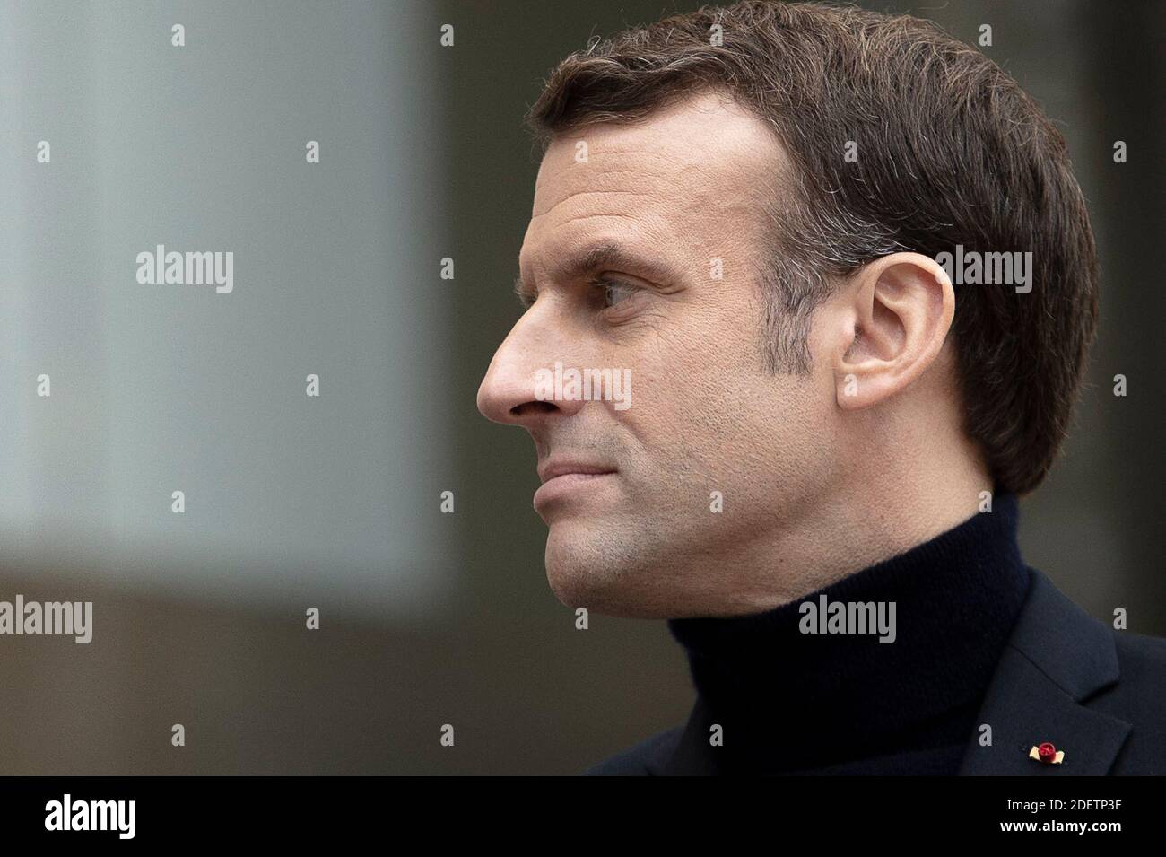 Le président français Emmanuel Macron s'exprime à l'Elysée Palace à Paris, France, le 10 décembre 2019. Photo par Eliot Blondt/ABACAPRESS.COM Banque D'Images