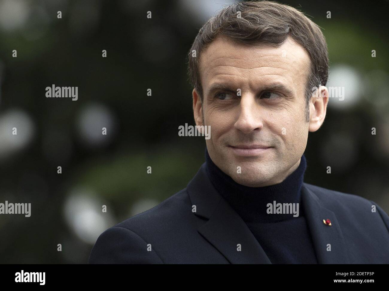 Le président français Emmanuel Macron s'exprime à l'Elysée Palace à Paris, France, le 10 décembre 2019. Photo par Eliot Blondt/ABACAPRESS.COM Banque D'Images