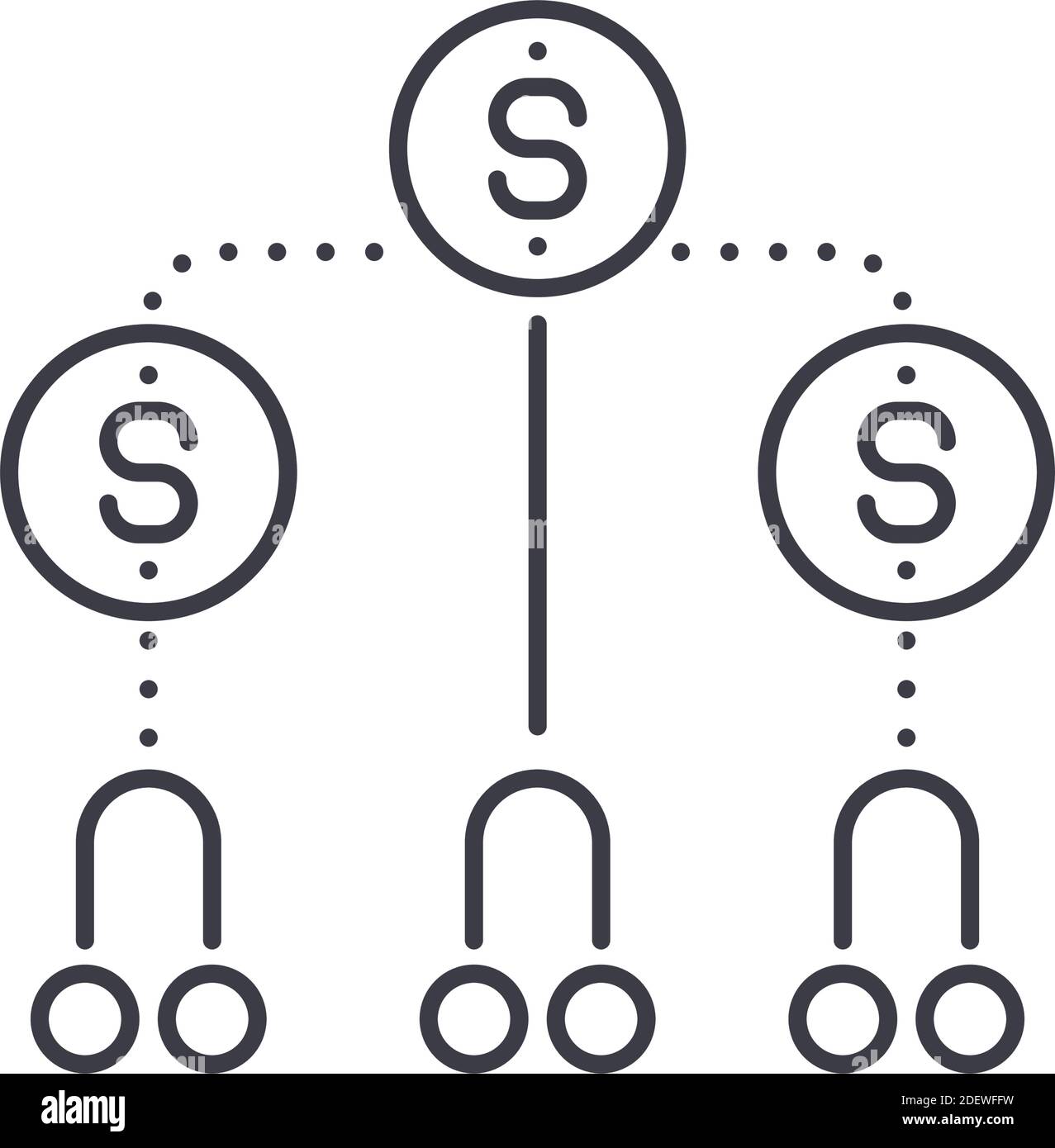 MLM icône marketing, illustration linéaire isolée, vecteur ligne mince, Web design Sign, contour concept symbol avec trait modifiable sur fond blanc. Illustration de Vecteur