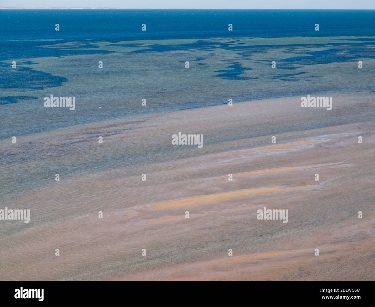Les eaux peu profondes de Shark Bay depuis le belvédère d'Eagle Bluff près de Denham, en Australie occidentale Banque D'Images