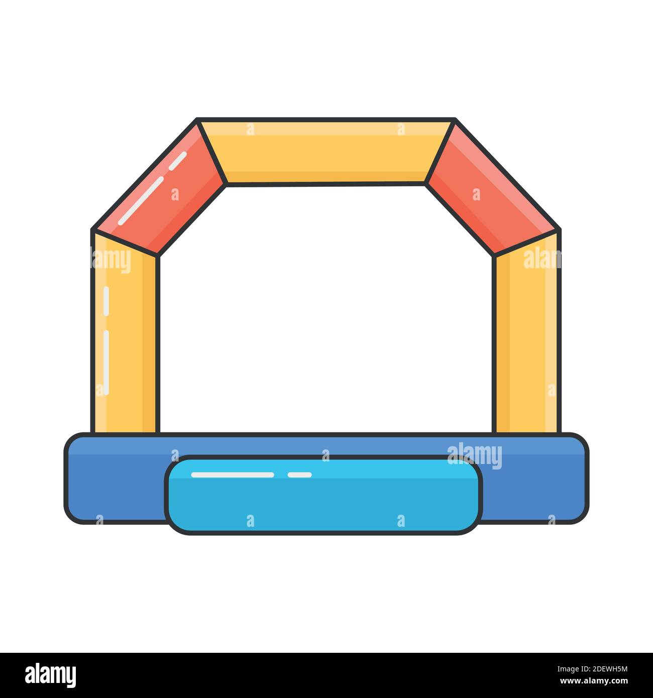 Château gonflable. Tour et équipement pour aire de jeux pour enfants. Illustration de ligne vectorielle isolée sur fond blanc. Illustration de Vecteur