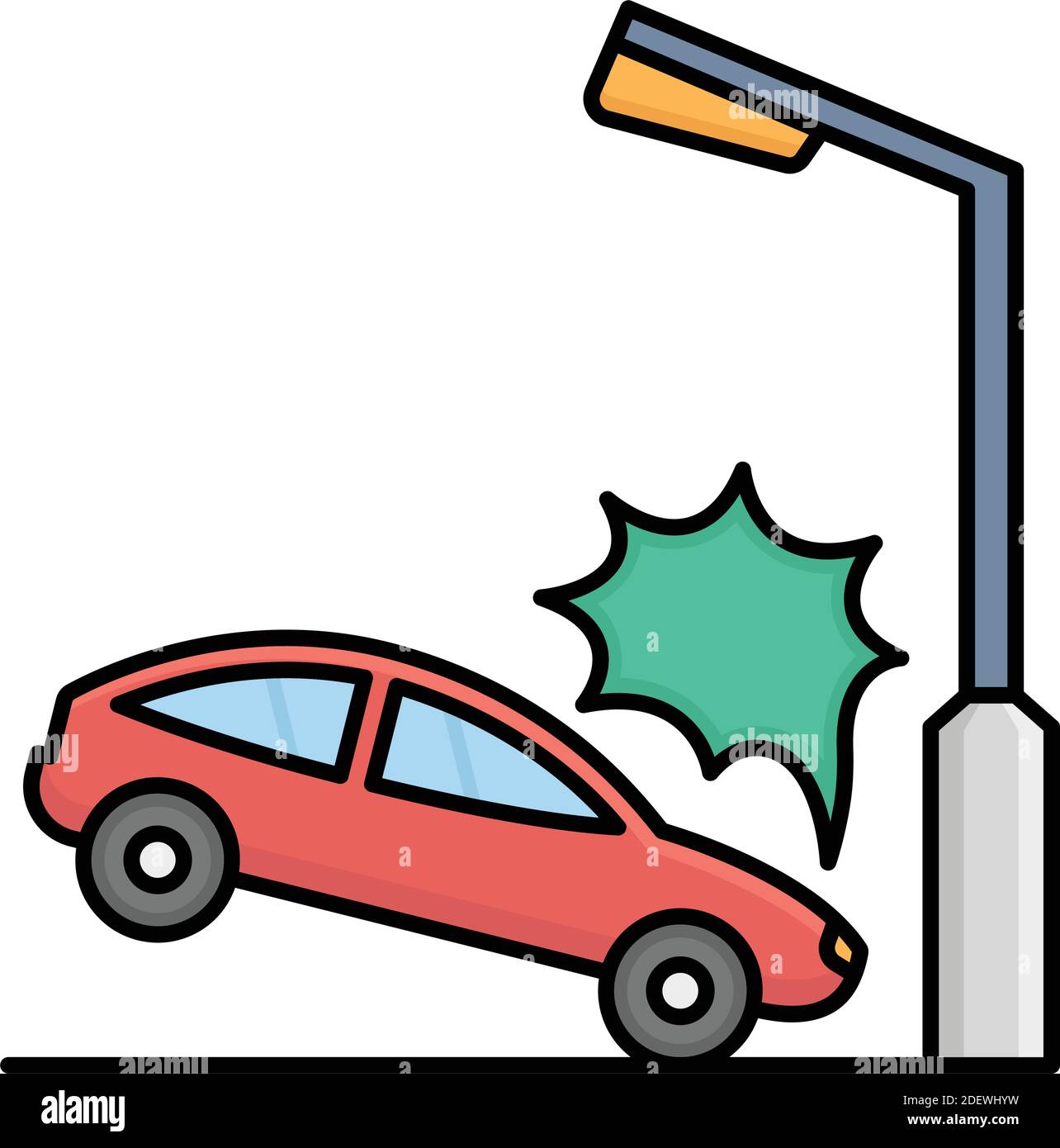 Collision de voiture avec la lumière de rue icône du vecteur isolé qui peut être facilement modifié ou édité Illustration de Vecteur